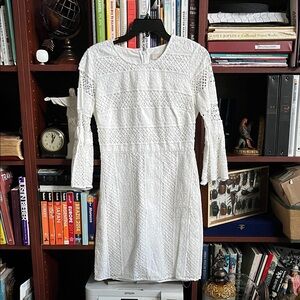 LOFT White Long Sleeve Lace Dress